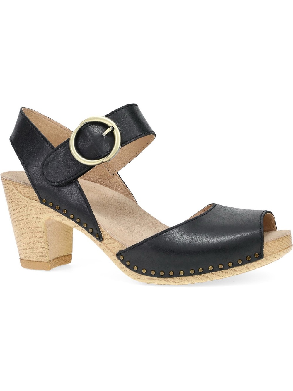 NEW DANSKO Tamra Ankle Strap Black LEATHER Peep Toe Heel Sandal 41 (US 10.5/11)
